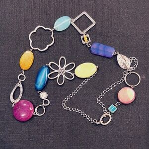 🌻Colorful Link Necklace Pink, Blue, Yellow